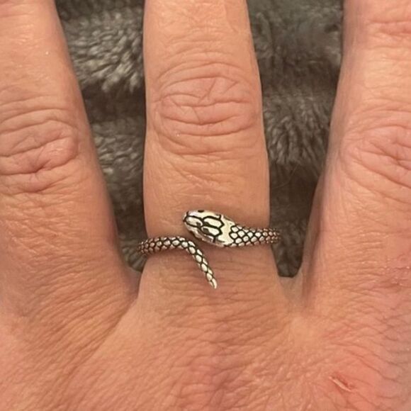 The Mini Serpent Ring adjustable in antiqued 925 silver - Picture 5 of 7